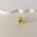 Bague vintage dorée avec pierre turquoise verte et anneau réglable au design soleil - Style Pierre Verte Ovale Texture Rayonnante (R0062-02)