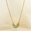 Élégant collier en acier inoxydable plaqué or 14K avec perles de cristal bleu clair - Bleu clair