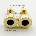 French vintage gold earrings with round black zircon inlay and 0.8cm diameter - Round Stud Earrings (TL-E0385-02-black) / Gold Black