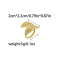 Bague ajustable en acier inoxydable doré avec motif unique de double plume croisée - US 6 / Style Double Plume (R0014-02)