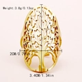 Bague arbre de vie dorée en acier inoxydable avec motif évidé au laser et face ovale - Taille unique