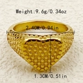 Bague coeur en acier doré avec points en relief, poids 9,6g et largeur de 2,4cm - US 6 / Cœur Texturé (R0295-02)