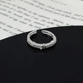 Macro shot of silver-toned double band ring with star charm and zirconia inlay details - Double Layer Pentagram Micro Zirconia Style (JZ3719A)