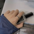 Vintage layered twist rope open ring in silver finish worn on index finger - Twisted Rope Style (JZ0007)