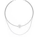 Double-layered silver sweater chain with round Love You More pendant and beaded necklace - Silver Style (XL0292)