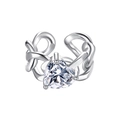 Detailed view of silver heart-shaped zircon ring with hollow twisted band and open design - White Heart Zirconia Twisted Ring (JZ0565)