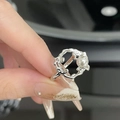 Detail of silver lava style irregular ring featuring a central white round pearl - Irregular Fluid Pearl Style (JZ1292)