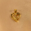 Detail of a golden heart pendant featuring a diamond-encrusted letter E on silk fabric - Letter E Pendant Only (Without Chain)