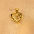 Detailed macro view of heart-shaped gold pendant with sparkling pavé letter G design - Letter G Pendant Only (Without Chain)