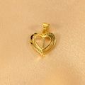 Macro detail of gold-plated heart pendant with crystal-encrusted letter I - Letter I Pendant Only (Without Chain)