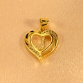 Detail of gold heart pendant with letter J encrusted in brilliant cubic zirconia stones - Letter J Pendant Only (Without Chain)
