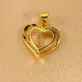 Macro detail of gold-plated heart pendant with letter L and micro-pave white zircons - Letter L Pendant Only (Without Chain)