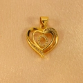 Macro shot of gold heart pendant with crystal accents on a silk champagne fabric - Letter O Pendant Only (Without Chain)