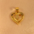 Close-up of heart-shaped gold pendant with cubic zirconia and letter R on silk background - Letter R Pendant Only (Without Chain)