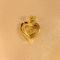 Macro shot of gold heart pendant featuring a micro-paved letter S on luxury silk - Letter S Pendant Only (Without Chain)