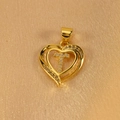 Close-up of golden double heart pendant with cross and white zircon pavé setting - Letter T Pendant Only (Without Chain)
