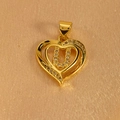 Macro detail of a gold heart pendant with letter U and sparkling white zircons - Letter U Pendant Only (Without Chain)