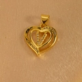 Macro view of gold heart pendant featuring sparkling zircon micro-pave letter V - Letter V Pendant Only (Without Chain)