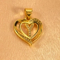 Close-up of gold heart pendant with letter Y and micro-pave white cubic zirconia - Letter Y Pendant Only (Without Chain)