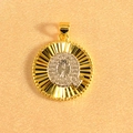 Macro shot of gold plated sunburst pendant featuring an iced-out letter Q in crystals - Letter Q / Two Colors