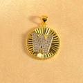 Detail of gold-plated sunburst pendant featuring a crystal-encrusted letter W in the center - Letter W / Two Colors