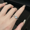 Lava texture S925 sterling silver open ring with a blue moonstone in minimalist style - Single Bead Lava Texture Style (JZ1315)