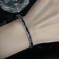 Irregular wrinkled texture silver open cuff bracelet with black enamel wavy inlay - Irregular Pleated Texture Bangle (JZ1626)