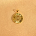 Vergoldeter runder Sonnenstrahl-Anhänger mit kristallbesetztem Buchstaben B - Buchstabe B / Gold