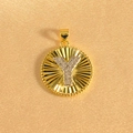 Gold-plated round sunburst pendant with crystal-encrusted letter Y for women - Letter Y / Two Colors