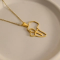 Close-up of gold stainless steel necklace featuring Africa map and Ankh cross pendant - Gold African Map Ankh Life Symbol