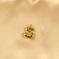 Polished 3D bubble letter S pendant in golden finish with a smooth metallic shine - Letter S / Gold