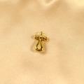 Polished gold-plated letter T pendant on champagne silk background for jewelry DIY - Letter T / Gold