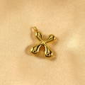 Stylized bubble letter X gold pendant with liquid metal texture and polished finish - Letter X / Gold