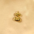 Polished golden puffy bubble letter S pendant on an elegant champagne satin background - Letter Z / Gold
