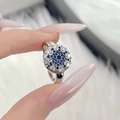 Anello turco Malocchio in argento con zirconi blu e bianchi nel design a stella - Stile Raggi di Stella Cielo Stellato (JZ2952)