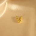 Goldener Buchstabe V Anhänger mit mattierter Textur und polierten Punkt-Details - Anhänger V