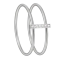 Double band minimalist silver ring with six round diamonds in a parallel luxury design - US 5 / Steel Color