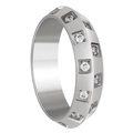 Bague classique en acier titane à damier avec double rangée de diamants et motifs carrés - US 6 / Acier