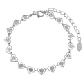 Collar de eslabones de corazón plateado con etiqueta K18 y diseño de colgante hueco - Estilo Pulsera (SL0059) / 16+5cm / Color acero