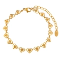 Gargantilla de acero de titanio dorado 18K con corazones huecos y dijes radiantes - Estilo Pulsera (SL0059) / 16+5cm / Dorado