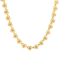 Collar de acero de titanio dorado con eslabones de corazón hueco y texturas radiales - Estilo Collar (XL0096) / 40+5cm / Dorado