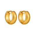 Polished 18K gold plated stainless steel huggie hoop earrings with a thick minimalist design - Gold / 8mm