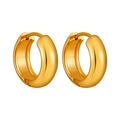 Minimalist chunky golden hoop earrings made of polished stainless steel - Gold / 10mm
