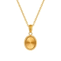 Collier en acier inoxydable plaqué or PVD avec pendentif ovale gravé au laser - 40+5cm / Or