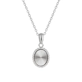 Collier avec pendentif ovale soleil argenté et bordure perlée sur chaîne classique - 40+5cm / Acier