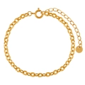 Bracelet à maillons en acier inoxydable plaqué or PVD 18K avec texture gaufrée - Style Maillon Oval Relief (SL0103) / 16+5cm / Or
