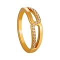 Bague croisée en titane doré avec micro-pavé de zircons pour un style chic minimaliste - US 5 / Or