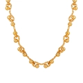 Golden PVD stainless steel thick chain necklace with wavy textured knot links - Gold