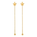 Elegant gold-plated star tassel earrings featuring delicate textured leaf patterns - Leaf Style / Gold