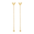 Elegant gold-plated titanium steel bow ear threads with long tassel drops for women - Reindeer Style / Gold